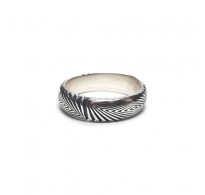 R002304 Handmade Sterling Silver Ring Abstract Pattern Band 6.5mm Wide Solid Stamped 925